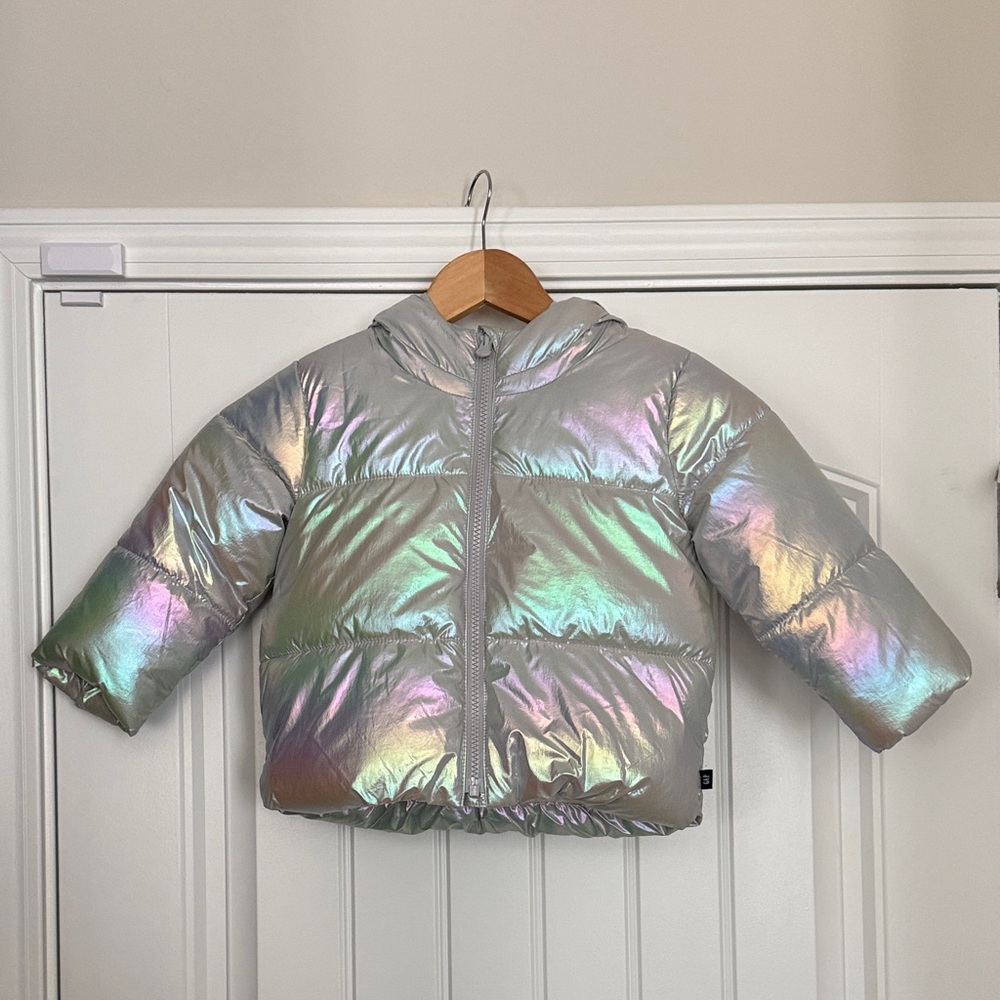 GAP Kids Shimmering Silver Puffer Jacket